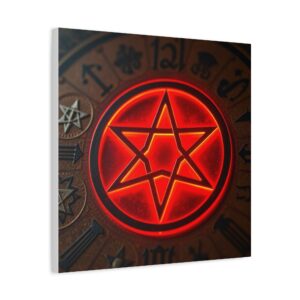 Neon Hexagram Mystical Canvas Art - 12" Stretched Wall Decor for Spiritual Vibes