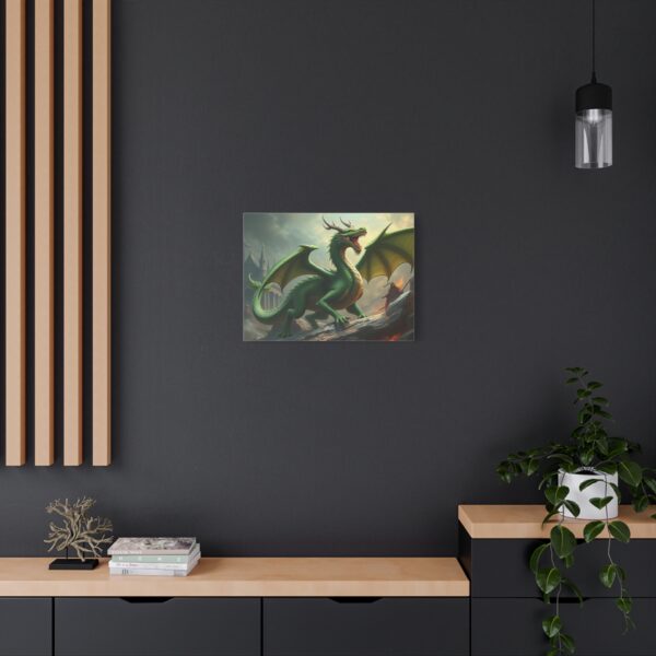Majestic Green Dragon Canvas Art - Stretched Matte Decor for Fantasy Lovers - Image 4