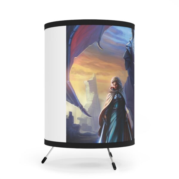 Blue Dragon and Mistress Tripod Lamp with High-Res Shade - Image 3