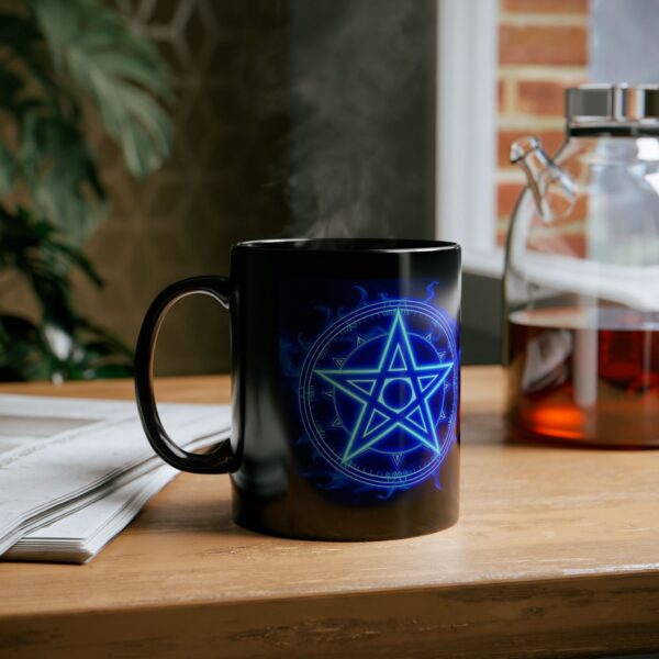 Mystical Blue Pentagram Black Mug - 11oz & 15oz - Perfect for Magic Lovers & Occult Enthusiasts - Image 8