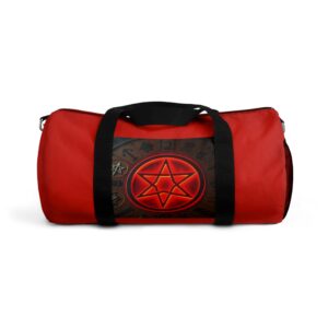 Red Graphic Duffel Bag with Hexagram Design - Stylish Gym & Travel Accessory
