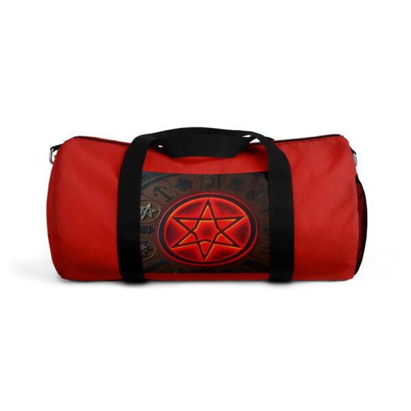 Red Graphic Duffel Bag with Hexagram Design - Stylish Gym & Travel Accessory