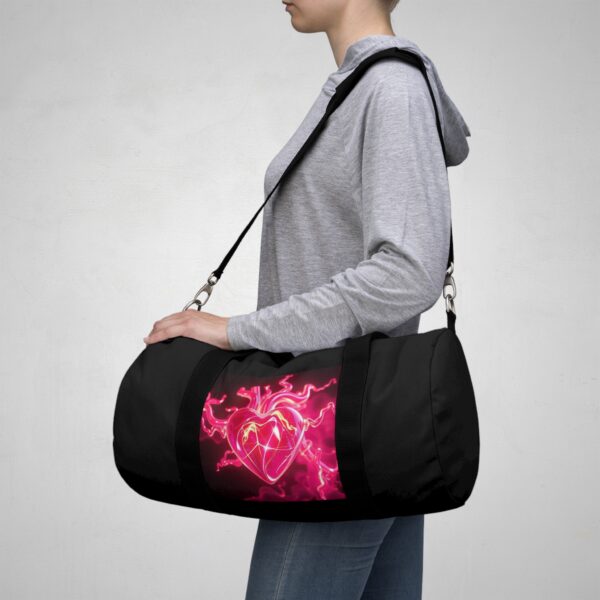 Neon Heart Design Duffel Bag - Perfect for Gym and Weekend Getaways - Image 7