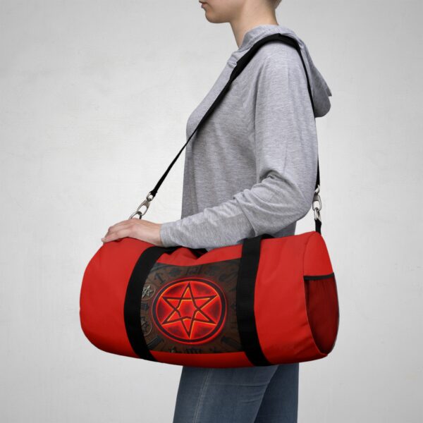 Red Graphic Duffel Bag with Hexagram Design - Stylish Gym & Travel Accessory - Image 8