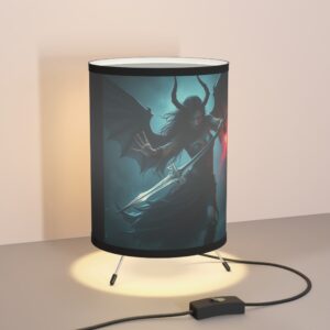 Gothic Tripod Lamp with High-Res Printed Shade - Fantasy Decor for Home & Office